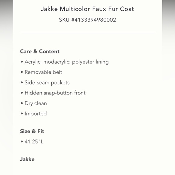 Anthropologie NWT Jakke Multicolor Faux Fur Coat Size S. - Picture 12 of 13